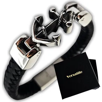 Náramek Pánský náramek, kůže, ocel, kotva. Versatile