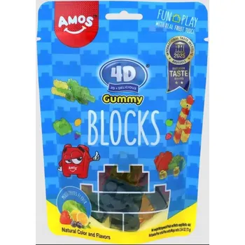 Bonbon Amos Želé Bonbony 4D Kostky - Ovocné želé ve tvaru kostek, více ovocných příchutí, 65g
