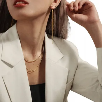 Náušnice Náušnice dámské zlaté Dlouhé visací řetízky Třpytivé Na párty