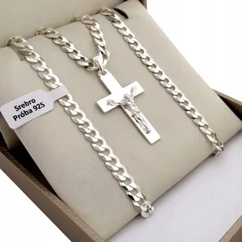 Řetízek stříbro PÁNSKÝ STŘÍBRNÝ ŘETÍZEK PANCR S KŘÍŽKEM, STŘÍBRO DÁREK 925 PRO SYNA