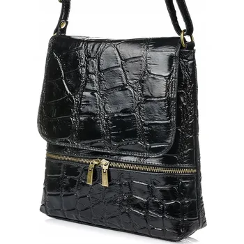 Kabelka Vera Pelle kabelka kožená kabelka přes rameno z pravé kůže černá