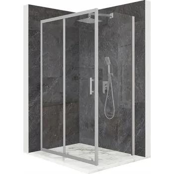 Sprchový kout obdélníkový posuvný stříbrný 100x80 sklo 6mm + povrchová úprava