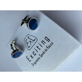 Manžetový knoflíček Smokingové manžetové knoflíčky EXC Stříbrné s modrou perletí + Pouzdro