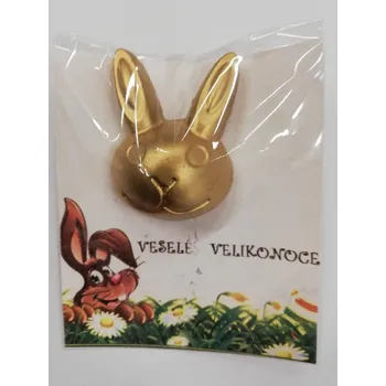 Velikonoční dekorace Kartička VESELÉ VELIKONOCE - zajíček - zlatý