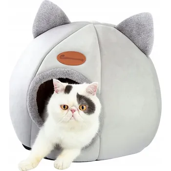 Pelíšek pro psa Domeček pro kočky AMBER ŠEDÝ velikost M