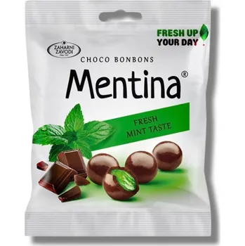 Bonbon Mentina Bonbóny - Čoko bonbony - Máta - Bulharské mátové dražé v čokoládě Zaharni Zavodi 80 g