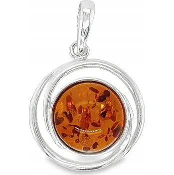 Přívěsek Přívěsek stříbrný s koňakovým jantarem ZÁVĚS ze stříbra očko FILM