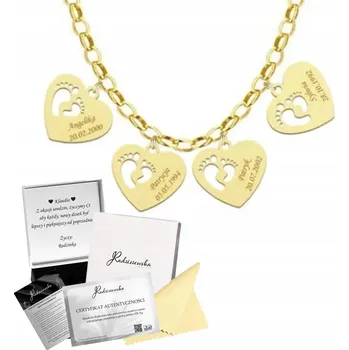 Náhrdelník Pozlacený Náhrdelník Stopy a Jméno Dítěte GRAVÍROVÁNÍ