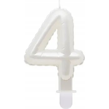 Dortová svíčka Na dort narozeninám Číslice 4, perleťově bílá