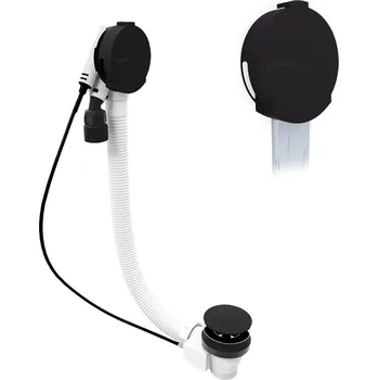 Obklad Vanová souprava s napouštěním, bovden, délka 600mm, zátka 72mm, černá mat