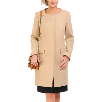 Dámský kabát Carla Moreno dámský kabát béžový klasický bez kapuce velikost 46
