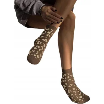 Dámské ponožky Dámské PONOŽKY s S LEOPARDÍM VZOREM hnědé 37-41