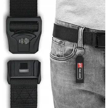 Opasek Pevný pánský PÁSEK plátěný se silnou sponou 125 cm ČERNÝ Krabička