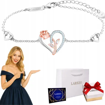 Náramek Stříbrný dámský náramek Srdce s růží, Květ života se zirkony STŘÍBRO 925