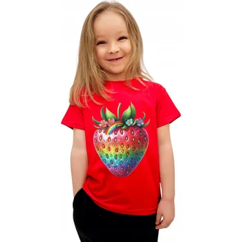 Červené tričko La Binia s potiskem potiskem jahoda 158