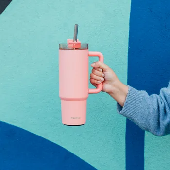 Quokka Nerezový termohrnek s brčkem 880 ml Vibe Coral