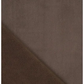 Manšestr s fleecem v hnědé barvě s jemným žebrováním 21101/100