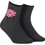 Dívčí vzorované ponožky WOLA KYTIČKA černé Velikost: 36-38