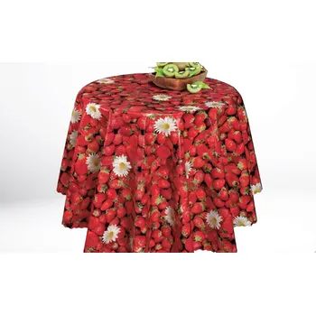 ubrus Sanem Plastik 1156-00 PVC ubrus Florista (jahody) role Barva: červená, rozměr: role 20 m (140 cm x 2000 cm)