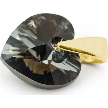 Přívěsek Přívěsek stříbrný 925 pozlacený se Swarovski krystalem Srdce 10mm Silver Night