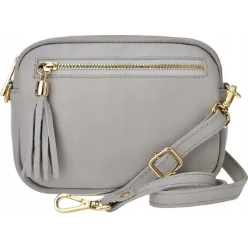 Vera Pelle kabelka, kožená kabelka přes rameno z pravé kůže, šedá