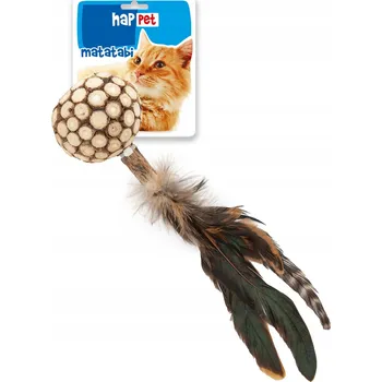 Hračka pro kočku Hračka pro kočky se šantou kočičí Happet, kulička s peřím