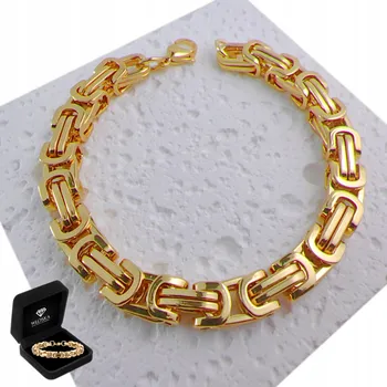 Náramek GRUBA ZŁOTA Pánský Náramek KRÓLEWSKI Byzantský náramek ELEGANTNÍ