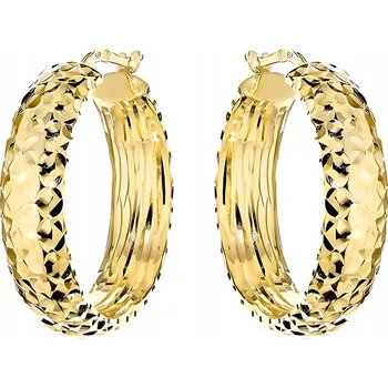 Náušnice ZLATÉ Dámské NÁUŠNICE s Anglickým Zapínáním Ryzost 585 Masivní Diamantované Kruhy 14k