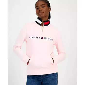 Dámská mikina Tommy Hilfiger dámská mikina se zipem Embroided Logo růžová L