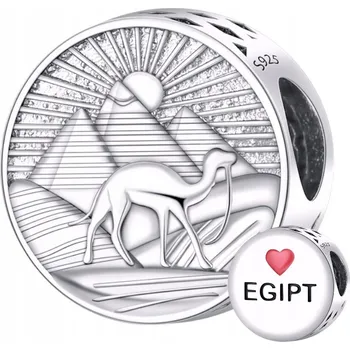 Přívěsek Cestovní přívěsek EGYPT pro náramky Stříbro 925 pyramida velbloud reliéf