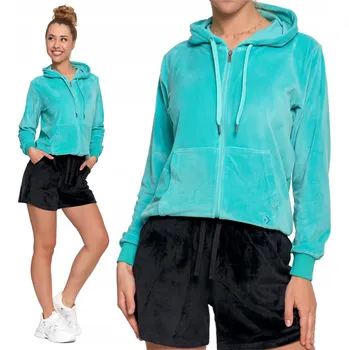 Dámská mikina Velurová MIKINA DÁMSKÁ Klasická Hladká s kapucí Rozepínací MORAJ XXL