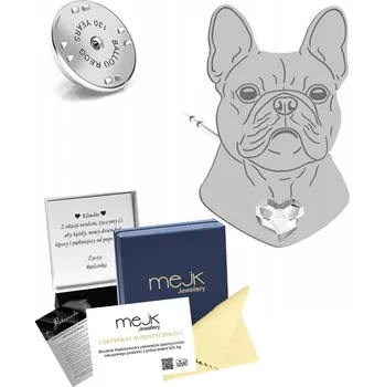 Přívěsek Stříbrná Odznak s francouzským buldočkem - MOŽNOST VLASTNÍHO VĚNOVÁNÍ