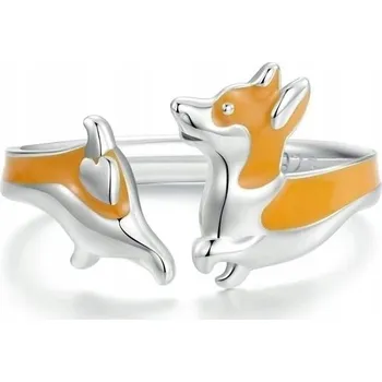 Prsten Prstýnek stříbrný jezevčík pes štěně 925 york Dárek Sáček Dámský