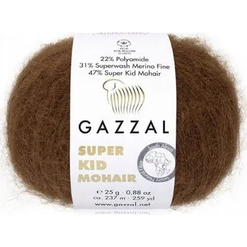 Příze Příze Gazzal Super Kid Mohér 64400 Hnědá 25g