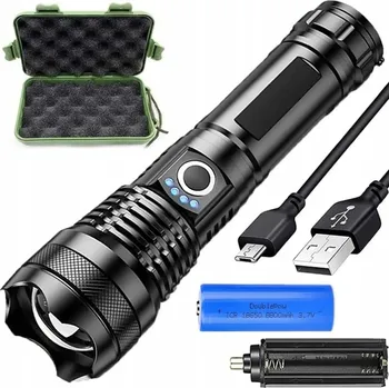 Svítilna TAKTICKÁ SVÍTILNA VOJENSKÁ ZOOM CREE LED 5 REŽIMŮ NABÍJECÍ VÝKONNÁ XHP50