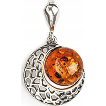 Přívěsek Stříbrný Prolamovaný Oxidovaný Přívěsek Kolo Jantarový Závěs Na Řetízek