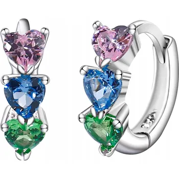 Náušnice Stříbrné náušnice náušnice s barevnými zirkony anglické stříbro 925