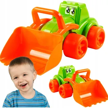 autíčko Medvídek Stavební stroj bagr/nakladač z plastu 3 barvy 26x13x11cm 12m+