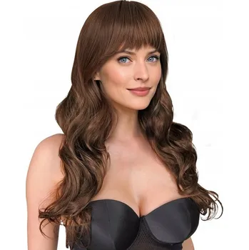 Karnevalová paruka Widmann paruka dlouhé hnědé vlasy s ofinou