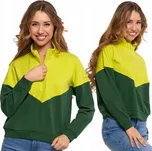 TEPLÁKOVÁ MIKINA DÁMSKÁ BAVLNĚNÁ MORAJ POHODLNÁ SE STOJÁČKEM NA ZIP ZELENÁ XL