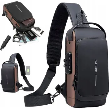 PROSTORNÁ PÁNSKÁ TAŠKA BATOH PŘES RAMENO LEDVINKA ČERNÁ VODĚODOLNÁ USB