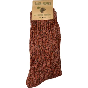 Dámské ponožky Ponožky Iris z vlny lama alpaka cihlová - Volný lem, Velikost EU 39 - 42