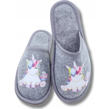 Dámské pantofle Papuče Dětské Filcové Sandály - JEDNOROŽEC velikosti 28 až 39