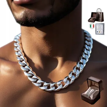 Řetízek ŁAŃCUCH Męski Srebrny Naszyjnik Řetízek jako Dárek, diamantový, 10 mm