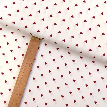 Bavlněné plátno - Srdce červená na krémově bílé - šíře 150cm