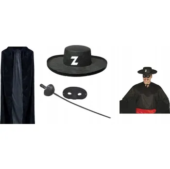 Karnevalový kostým Kostým SUPER Zorro: Plášť klobouk, maska, meč pro dospělé, 4 díly M