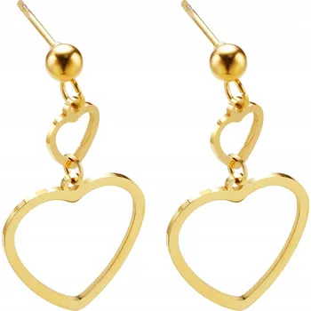 Náušnice Visací NÁUŠNICE z OCEL OCELI pozlacené, srdíčka