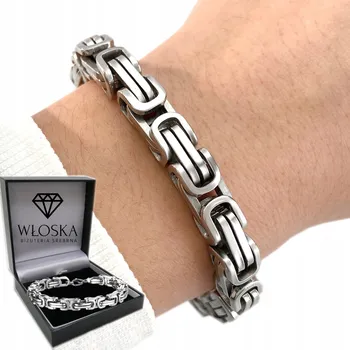 Náramek SILNÝ Stříbrný Pánský Náramek Byzantský KRÁLOVSKÝ + DÁREK