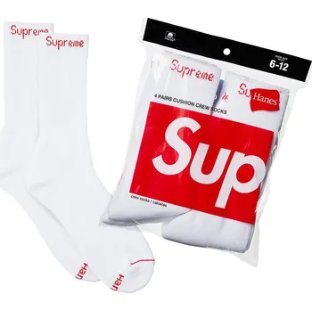 Pánské ponožky Supreme Hanes Crew Socks (4 Pack) White Velikost: ONE SIZE