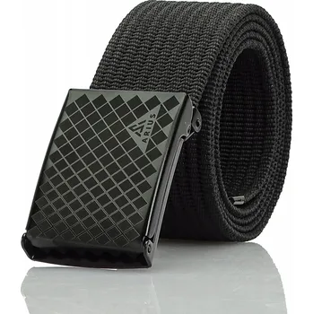 Opasek ČERNÝ PEVNÝ PLÁTĚNÝ PÁSEK ke kalhotám ARIUS 155 cm SILNÁ SVĚRKOVÁ SPONA